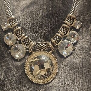VENUS Silver-Tone Crystal Statement Necklace